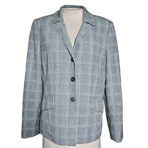 Grey Plaid Blazer Jacket Size 10